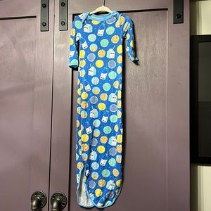 Little Sleepies Gown Newborn Blue Cookies and Milk Bamboo